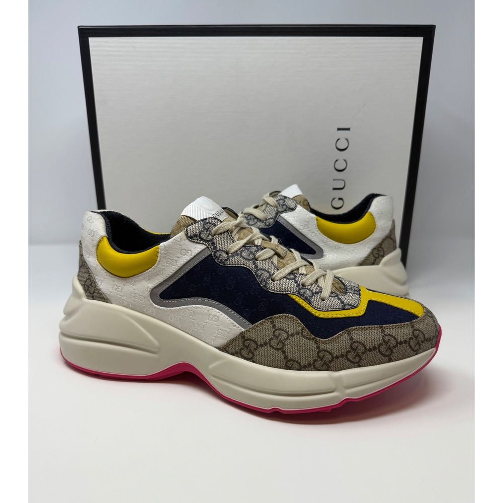Gucci Rhyton GG Beige White Yellow Sneaker Size 9 US 8 Gucci